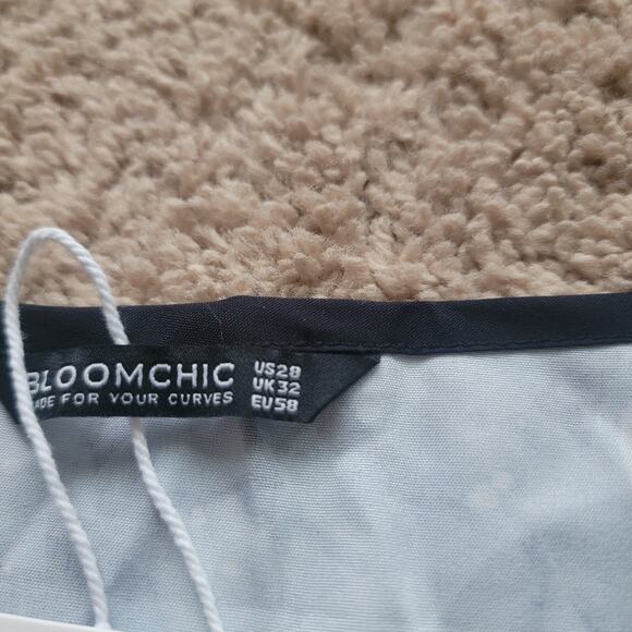 NWT Bloomchic Midi Dress Womens 20 Floral Ruffle Sleeve Fit Flare Blue - Picture 11 of 11